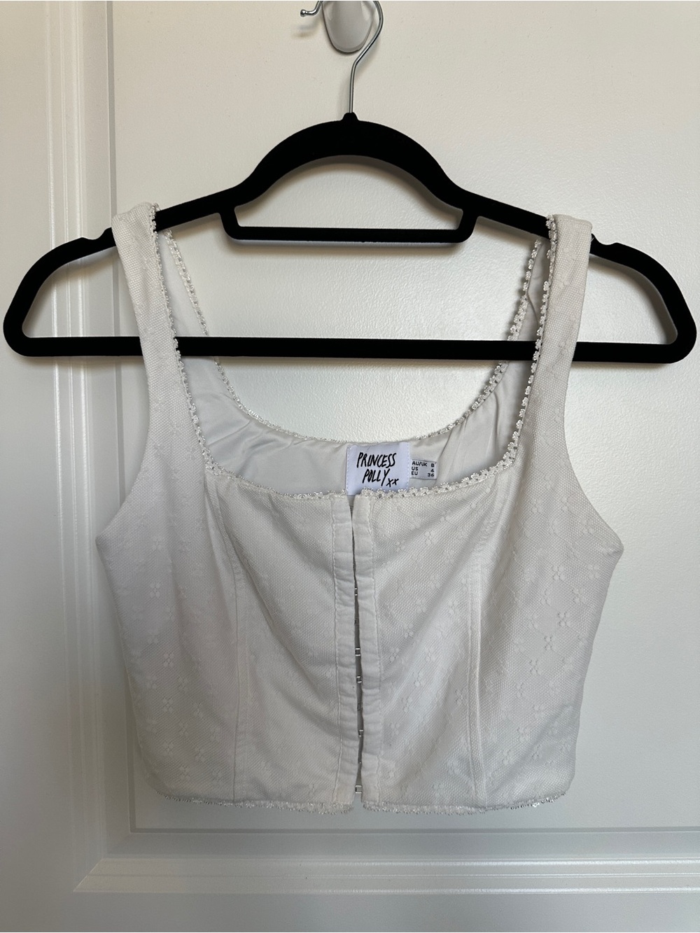 Princess Polly White Cropped Hook-&-Eye Tank